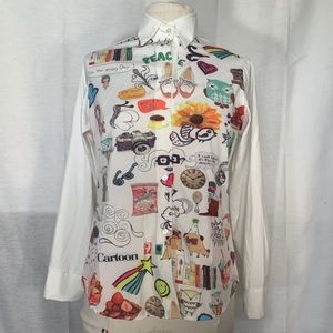 Kawaii Graphic Button Down Blouse